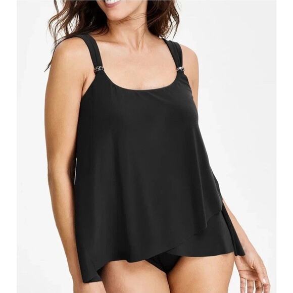 NWT Miraclesuit 10 DD Black Razzle Dazzle Tankini Top Swimsuit Underwire Sliming - Picture 3 of 5